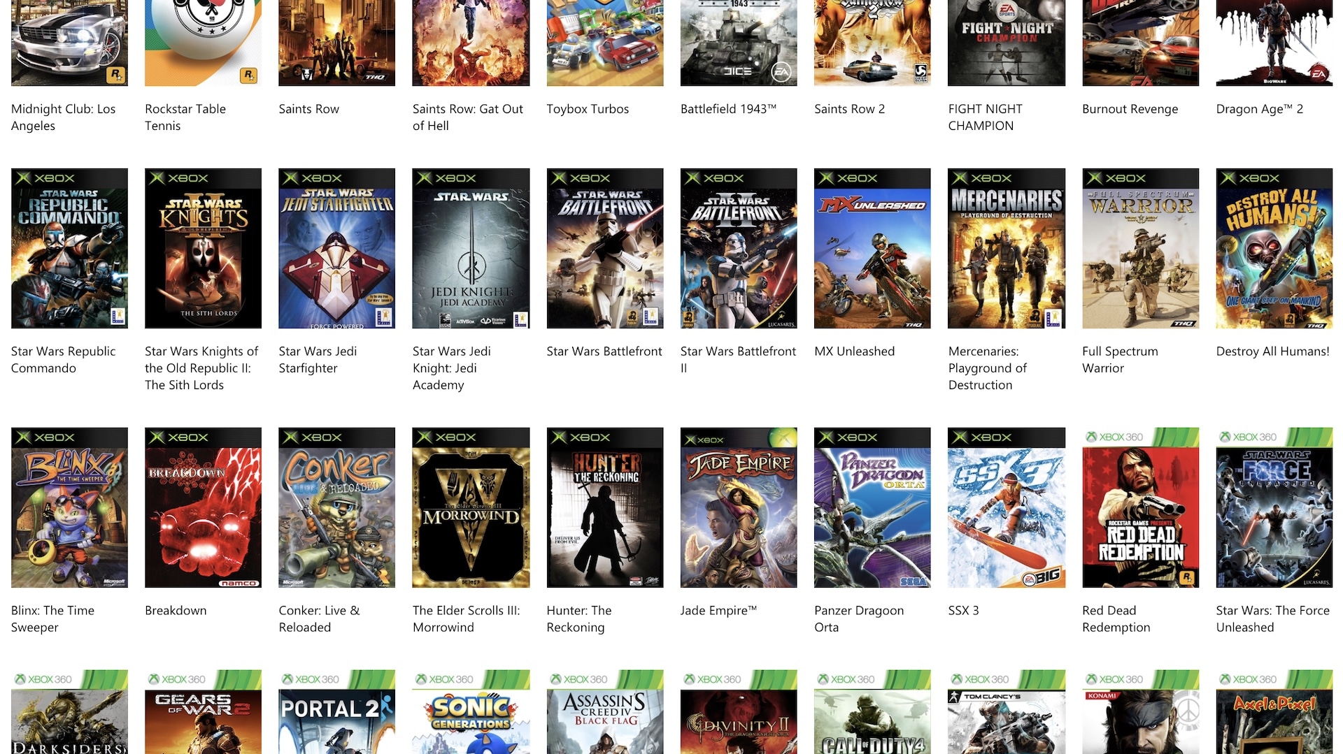 Jeux Xbox rétrocompatibles : liste complète des 694 jeux Xbox et